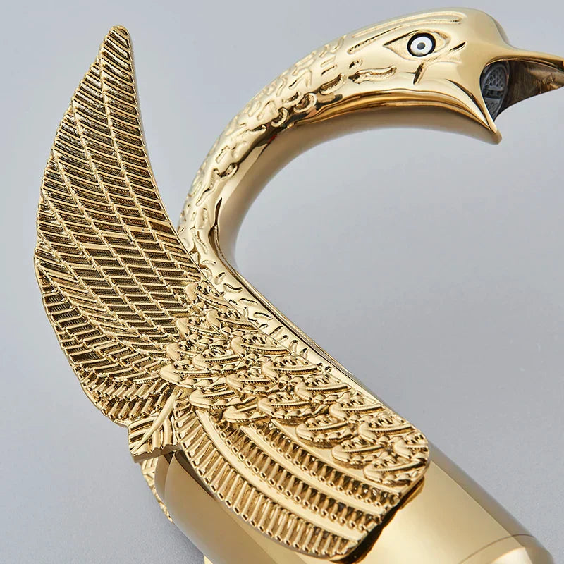 AuroraLuxHome Rubinetto per Lavabo con Maniglia Singola Swan Dorato