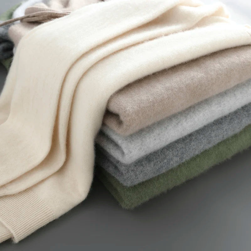 סוודר גברים מצמר וקאשמיר סריג רך וחמים סריג פולוור לשטיפה ביד בלבד