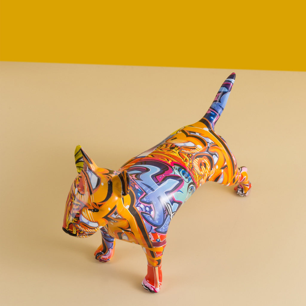 涂鸦风格牛头梗犬艺术雕塑