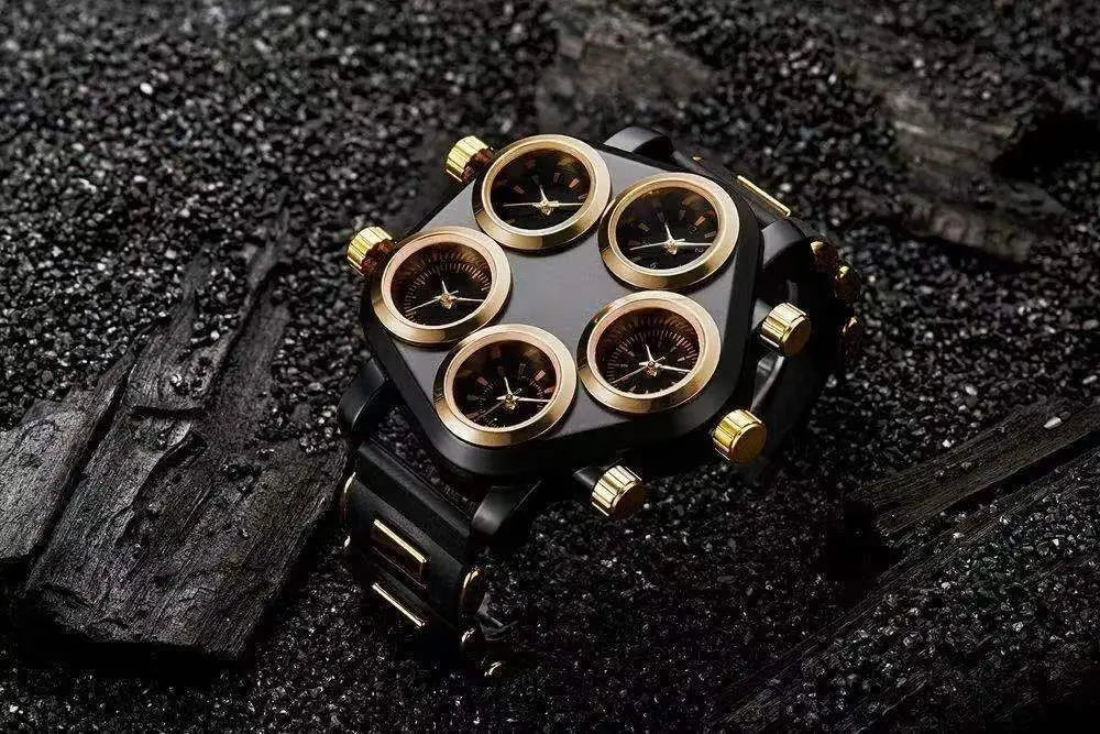 Jam Tangan Kuarsa Multi-Zon Punk: Gaya Berani & Penjagaan Masa Global
