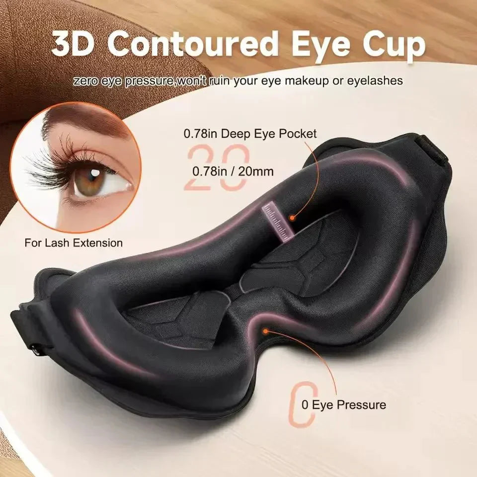 מסכת שינה NoctiShade 6D מקצף זיכרון חוסם אור לשינה עמוקה ולהארכות ריסים