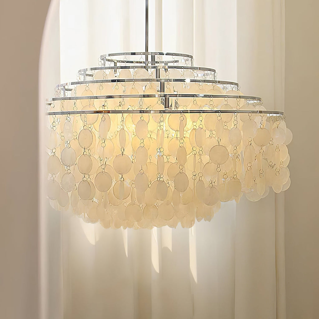 Kulatý lustr s více úrovněmi a skořepinami — design z průsvitných disků