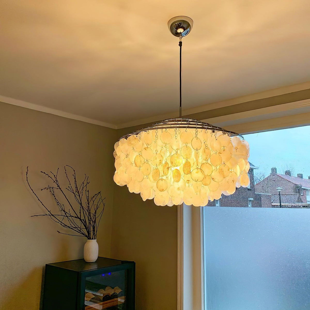 Elios Elegant Capiz Shell Chandelier — Ceiling Pendant, Multiple Sizes