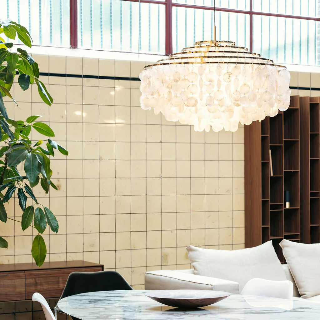 Elios Elegant Capiz Shell Chandelier — Ceiling Pendant, Multiple Sizes