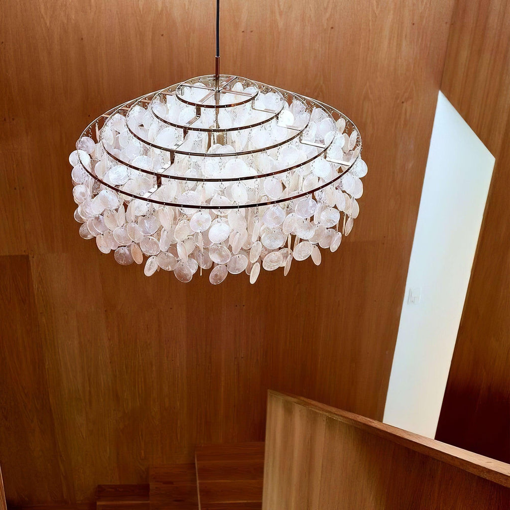Elios Elegant Capiz Shell Chandelier — Ceiling Pendant, Multiple Sizes