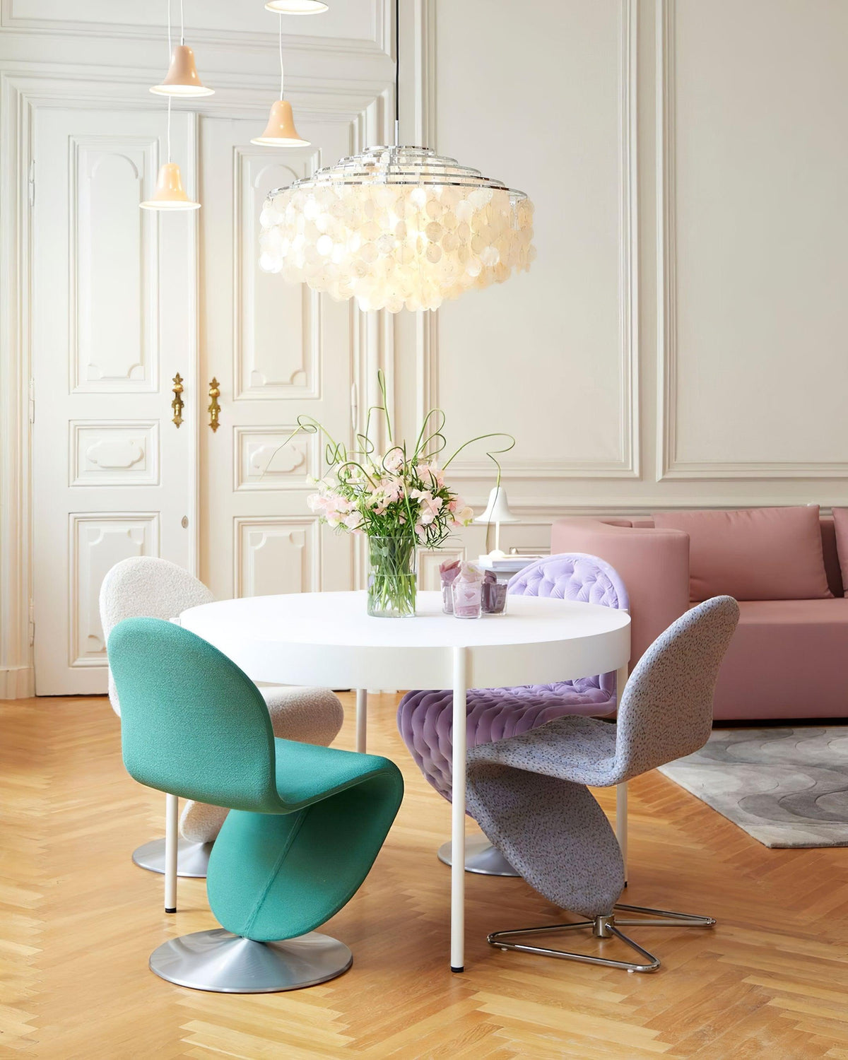 Elios Elegant Capiz Shell Chandelier — Ceiling Pendant, Multiple Sizes