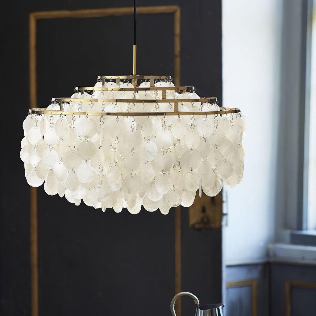 Elios Elegant Capiz Shell Chandelier — Ceiling Pendant, Multiple Sizes