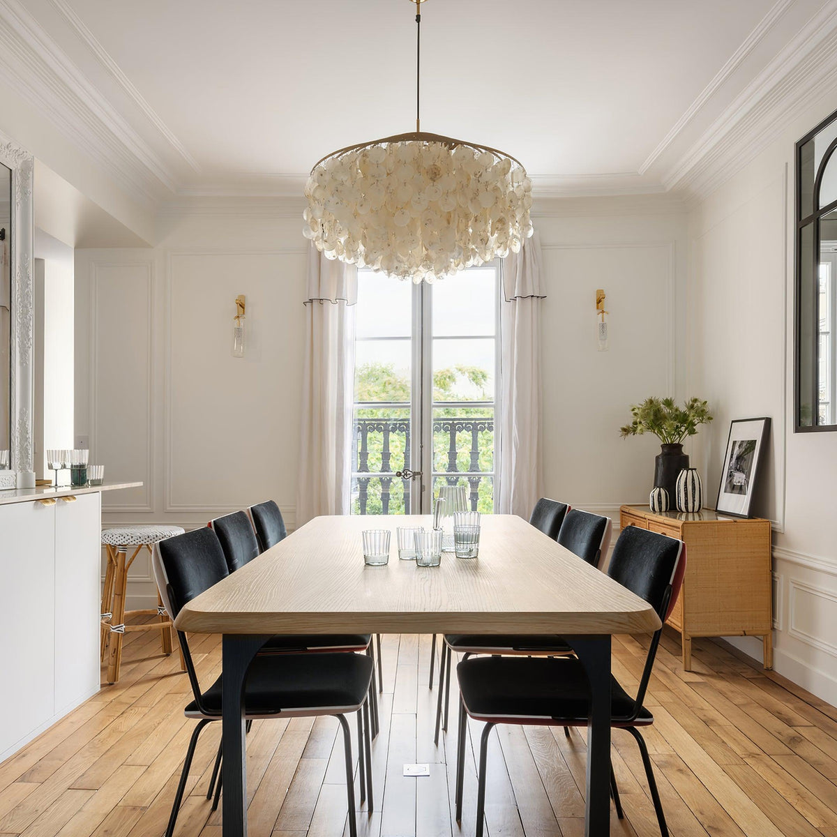 Elios Elegant Capiz Shell Chandelier — Ceiling Pendant, Multiple Sizes