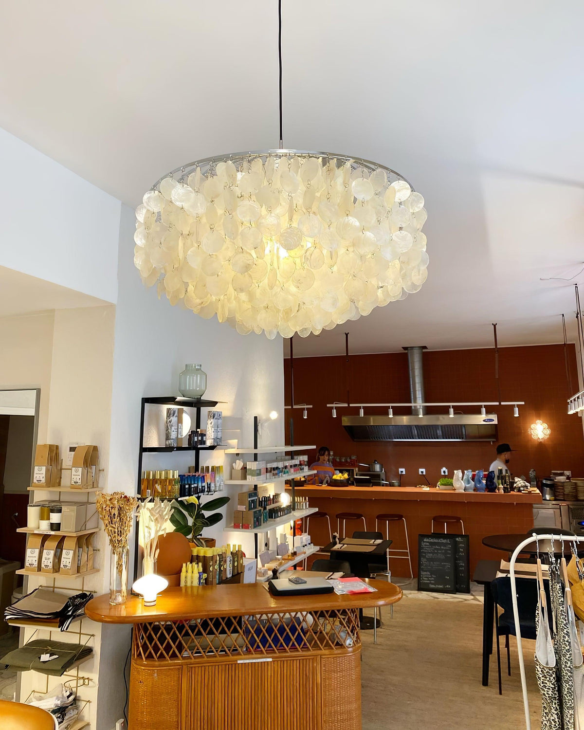Elios Elegant Capiz Shell Chandelier — Ceiling Pendant, Multiple Sizes