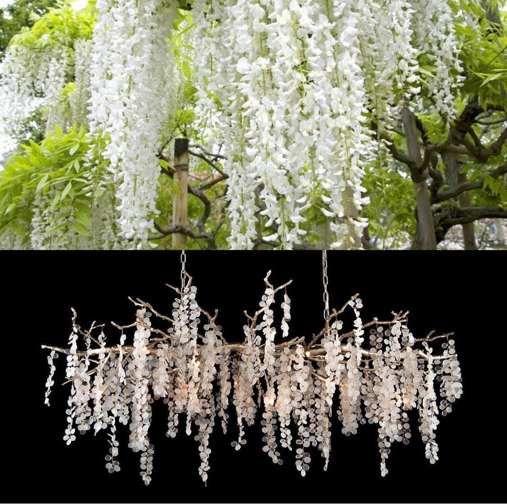 Lampadario di cristallo Shiro Noda ispirato alla natura — motivo a rami scolpiti