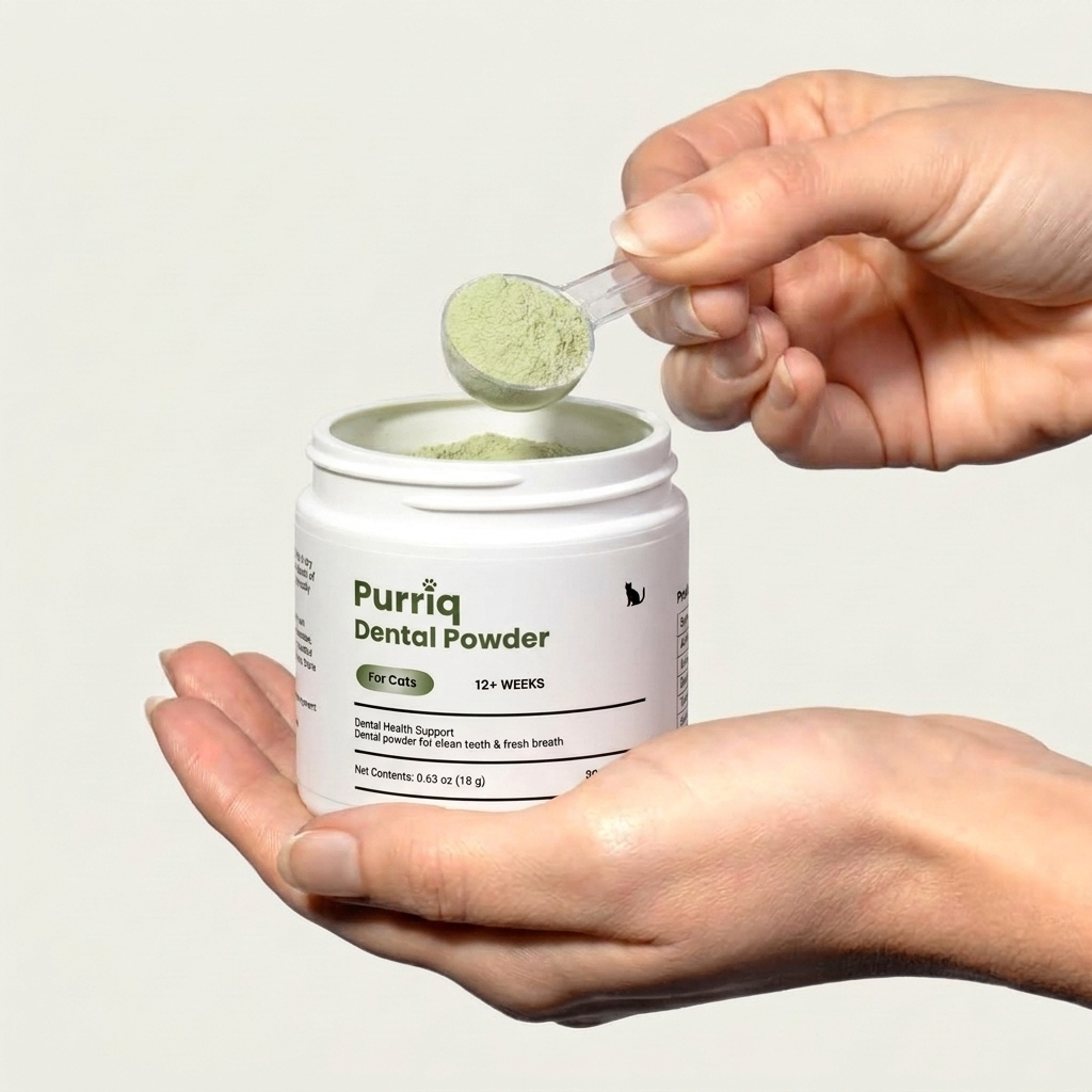 Hand scooping green powder from the tub