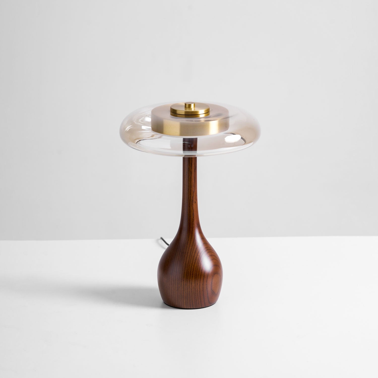 Sienna Table Lamp — 8.7″ Diameter, Walnut & Amber Finish