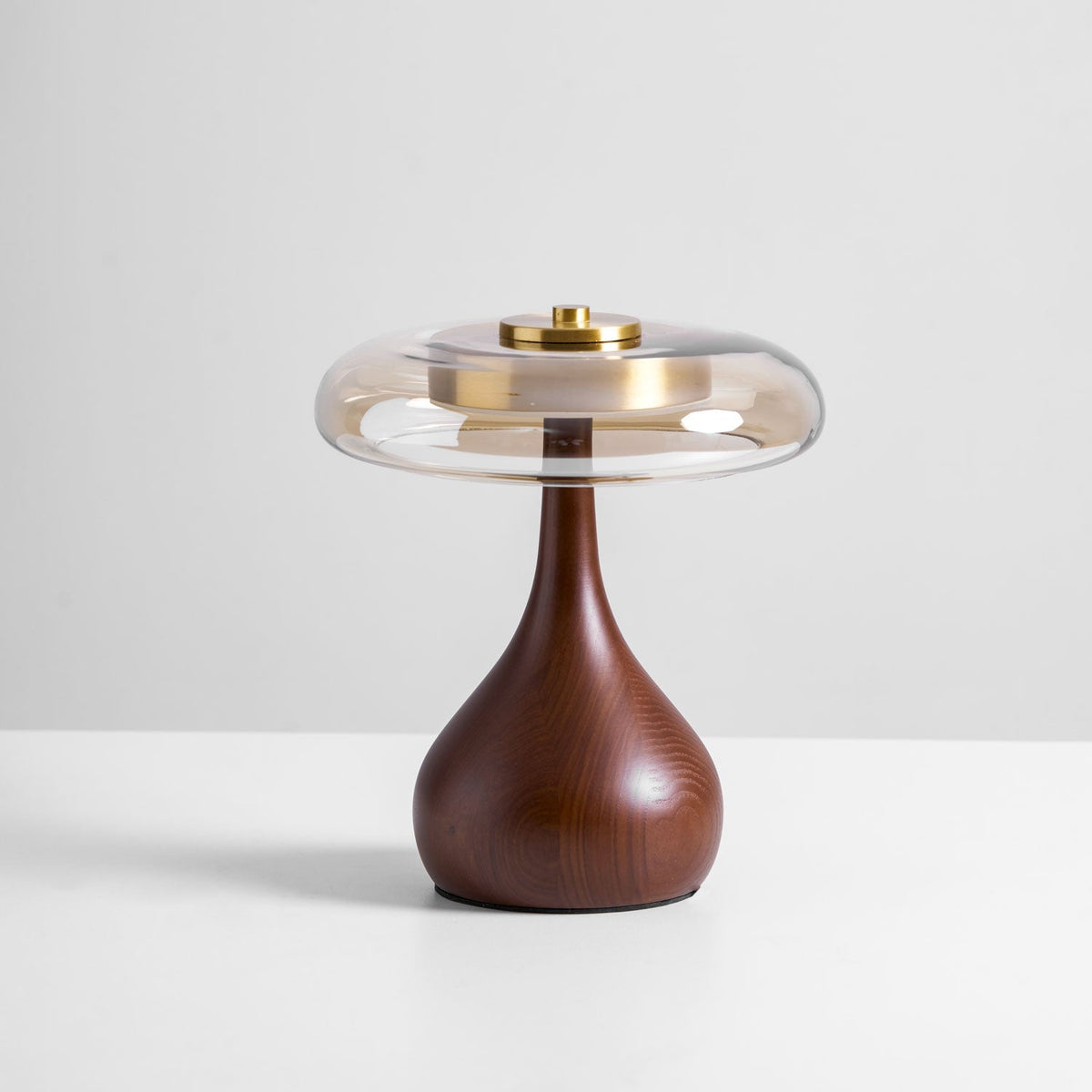 Sienna Table Lamp — 8.7″ Diameter, Walnut & Amber Finish