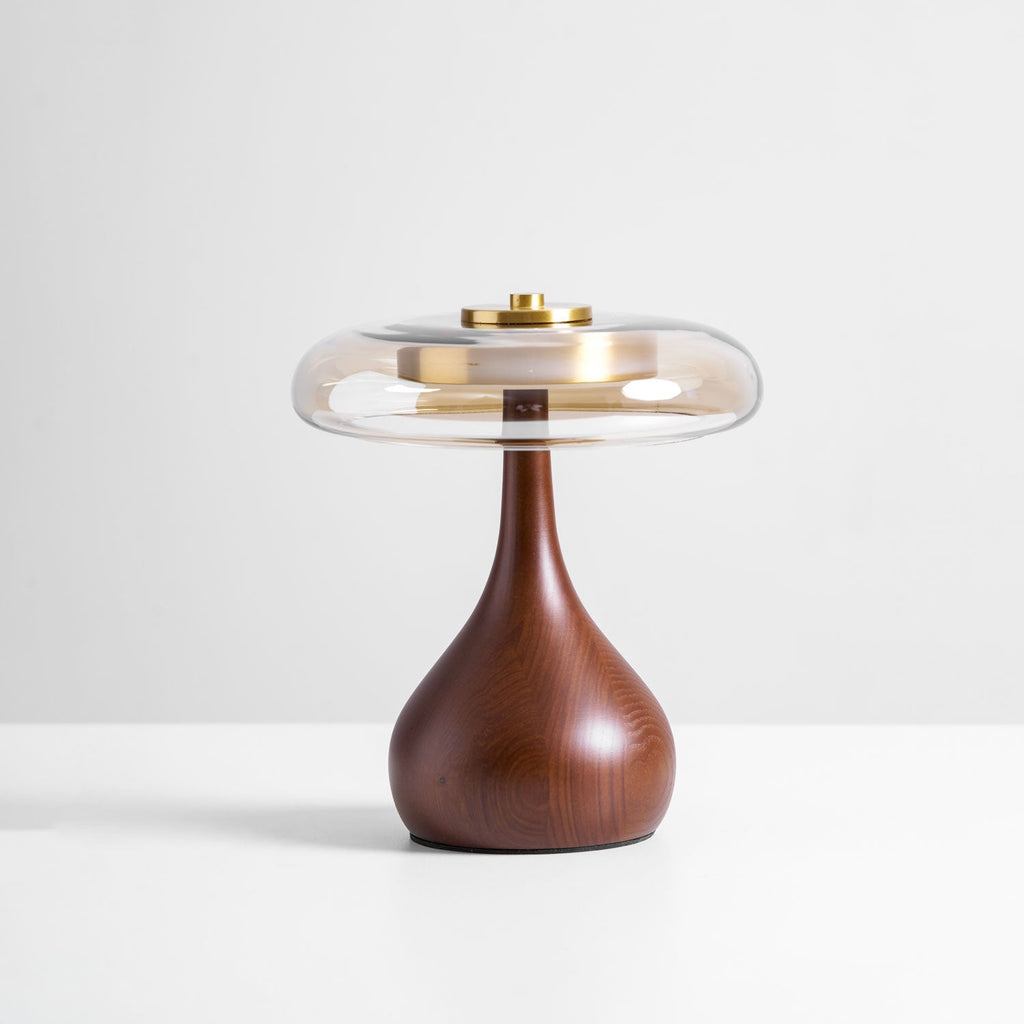 Sienna Table Lamp — 8.7″ Diameter, Walnut & Amber Finish