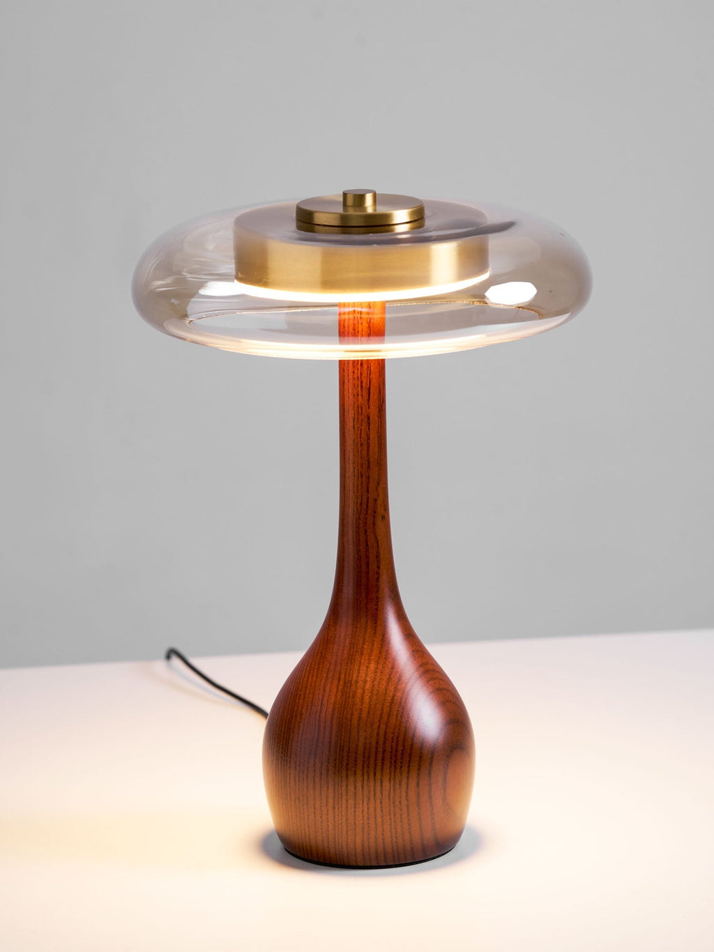 Sienna Table Lamp — 8.7″ Diameter, Walnut & Amber Finish