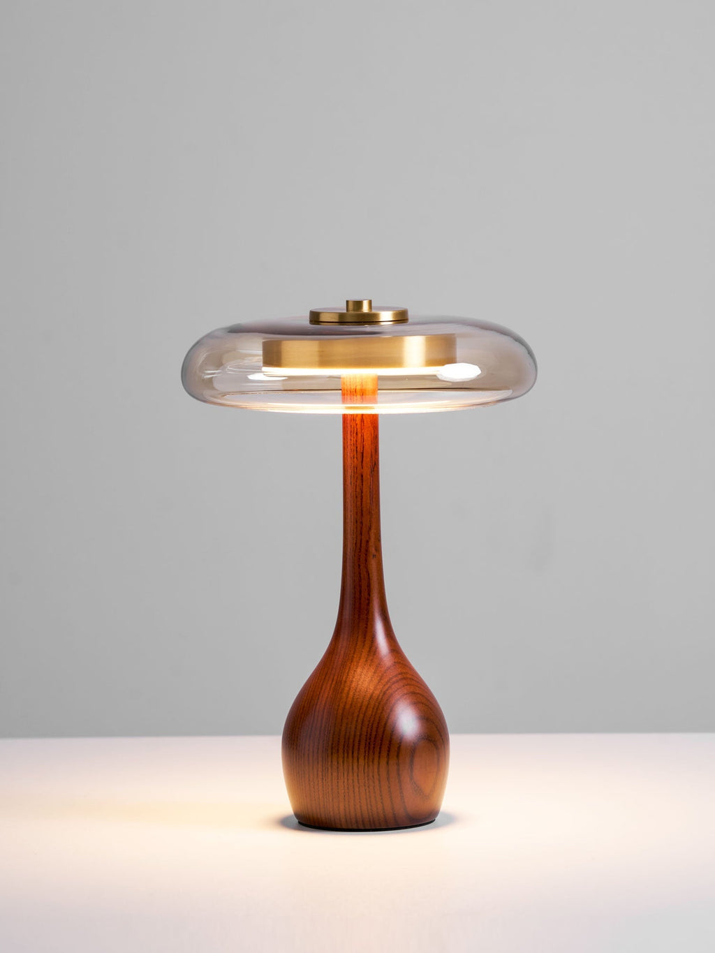 Sienna Table Lamp — 8.7″ Diameter, Walnut & Amber Finish