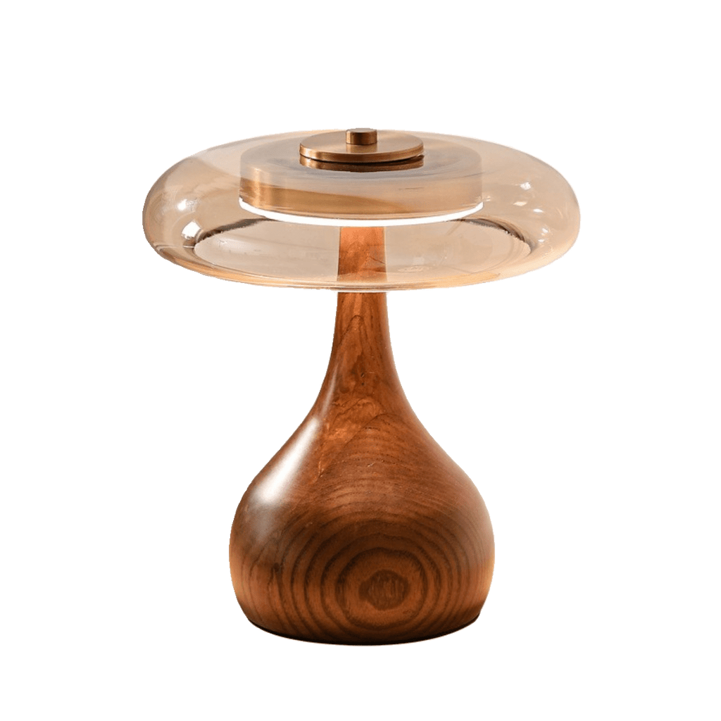 Sienna Table Lamp — 8.7″ Diameter, Walnut & Amber Finish