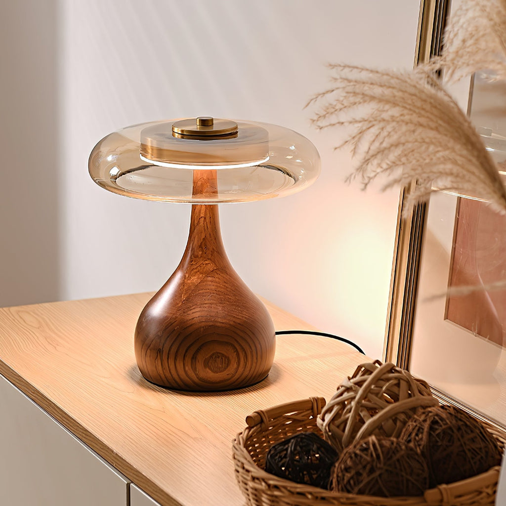 Sienna Table Lamp — 8.7″ Diameter, Walnut & Amber Finish