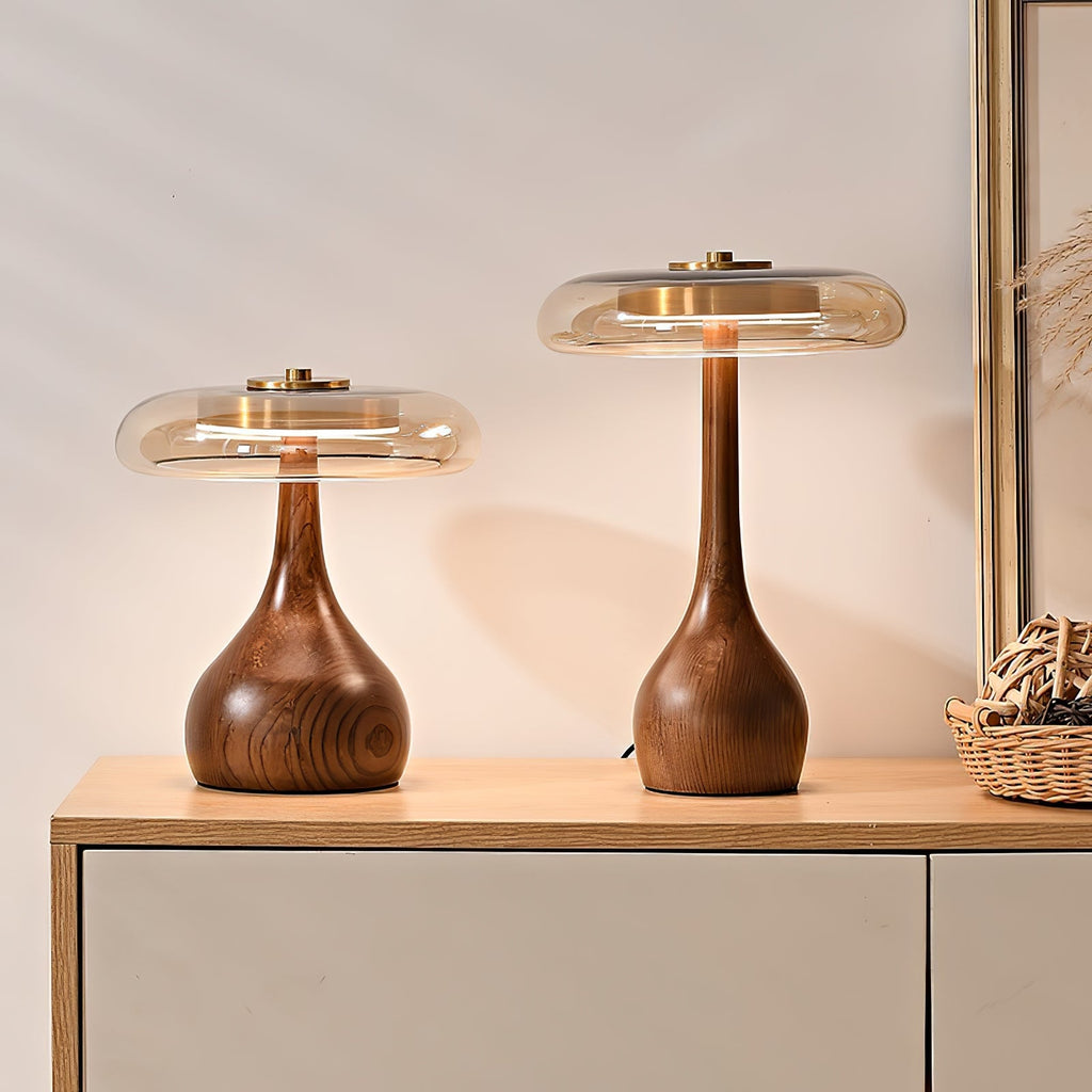 Sienna Table Lamp — 8.7″ Diameter, Walnut & Amber Finish