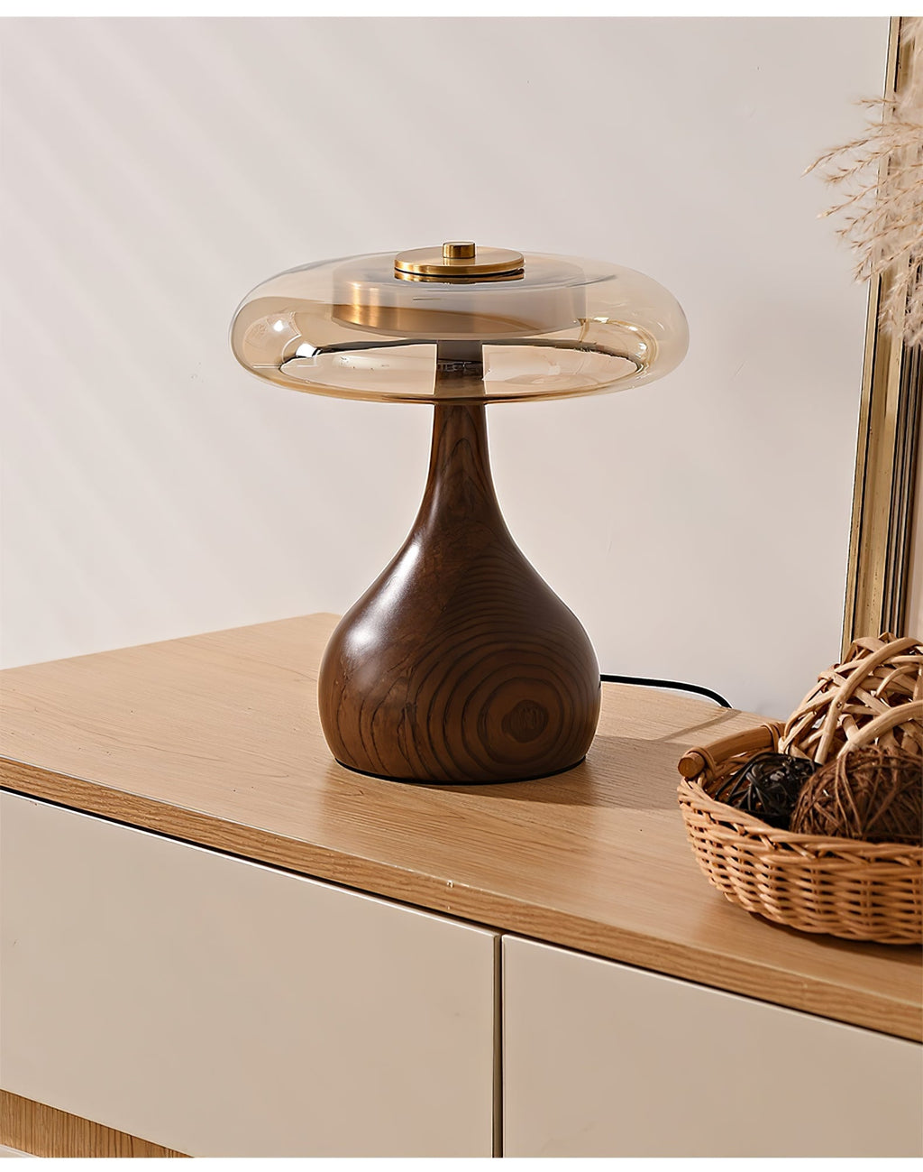 Sienna Table Lamp — 8.7″ Diameter, Walnut & Amber Finish