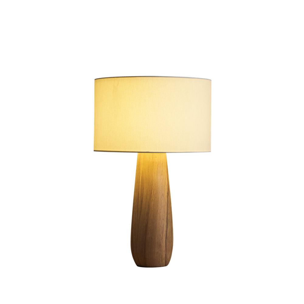Lampă de masă din lemn Ridge Serene — înălțime de 19.5", abajur din material textil alb