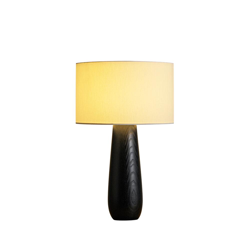 Lampă de masă din lemn Ridge Serene — înălțime de 19.5", abajur din material textil alb