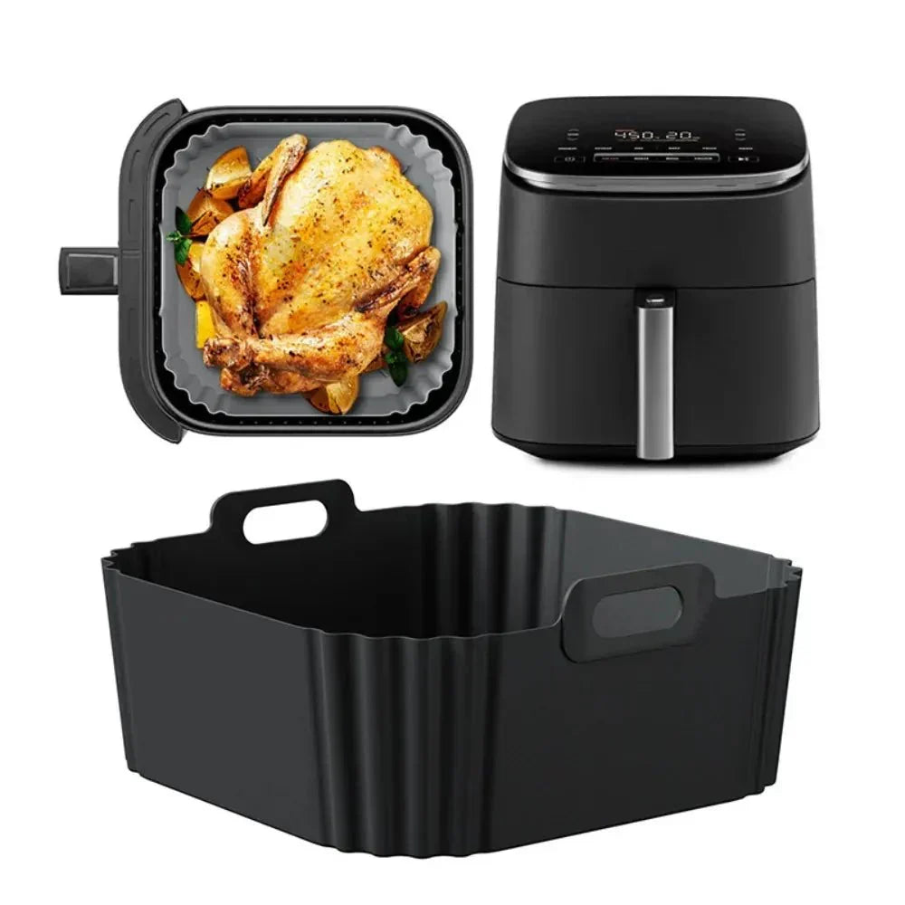 Inserție din silicon SizzleMate pentru friteuză cu aer cald, căptușeală antiaderentă pentru gătit, ușor de curățat