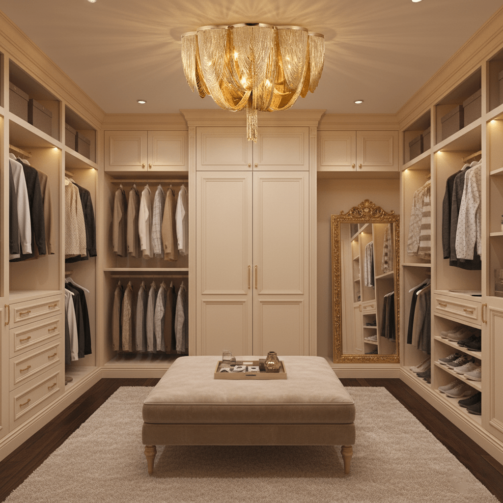 مصباح سقفي متدلٍّ جزئيًا مزين بشرابات متتالية