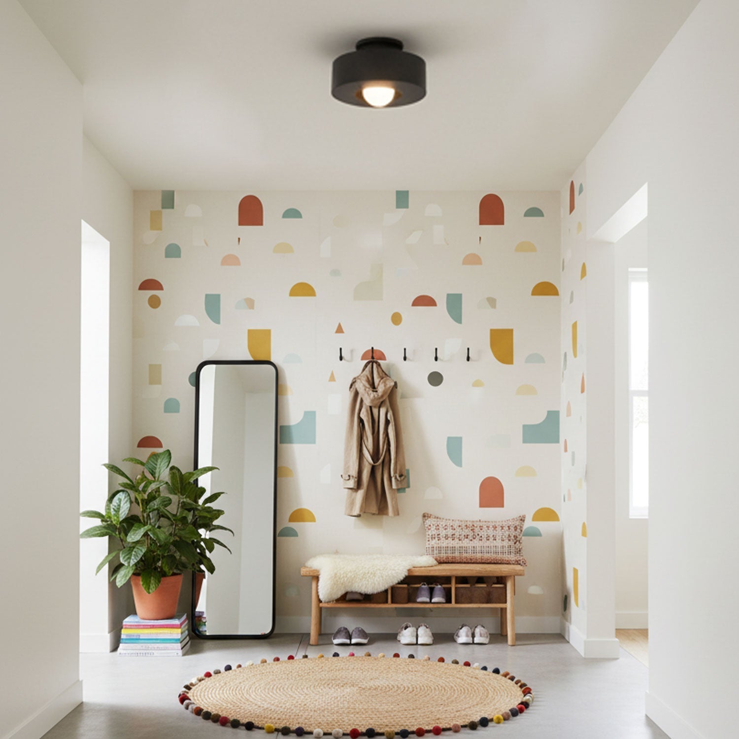 Stropní svítidlo Simon — design skládaných válců, tři barevné varianty