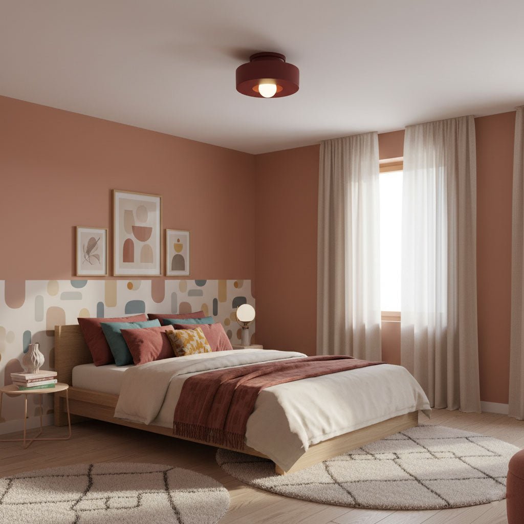 Stropní svítidlo Simon — design skládaných válců, tři barevné varianty