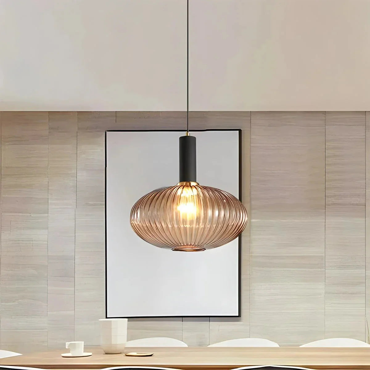 Nordic Vintage Glass Striped Pendeant Light - Orntli