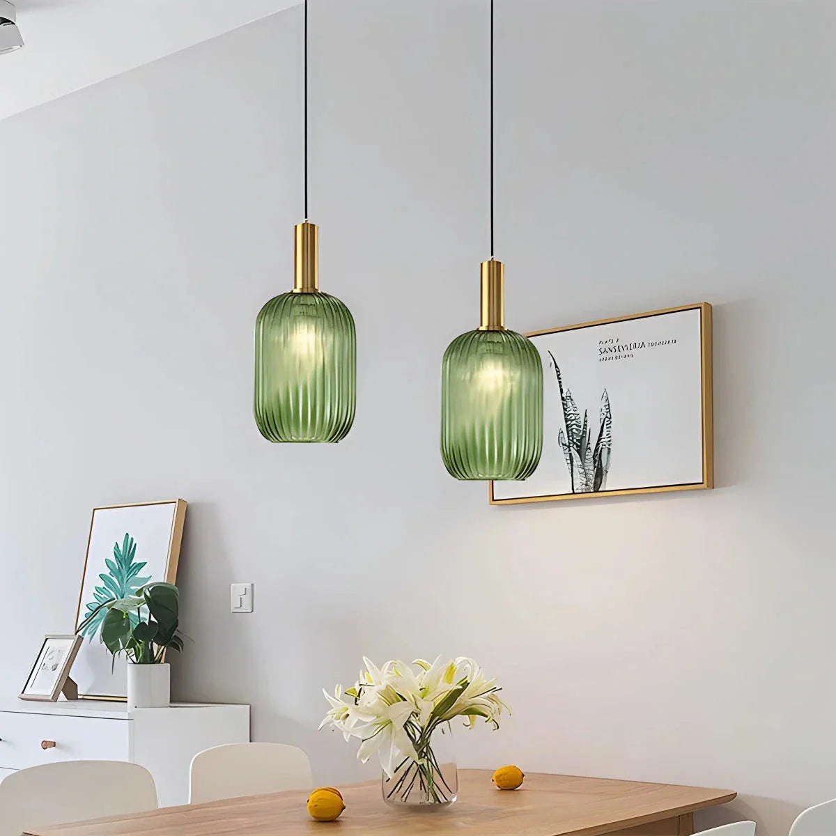 Nordic Vintage Glass Striped Pendeant Light - Orntli