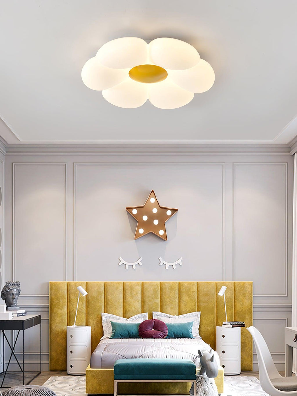 VKL-1028 Stropní lampa s květinovým designem a šesti okvětními lístky