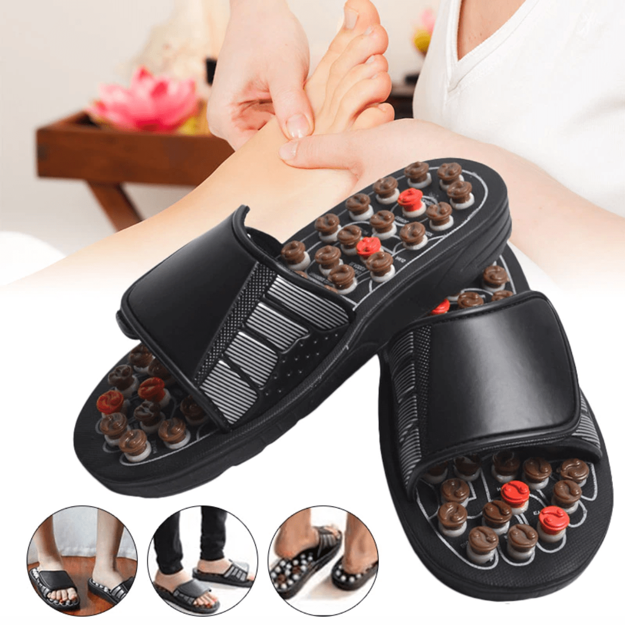 Sandalias de terapia de acupuntura CalmStride juego de un par