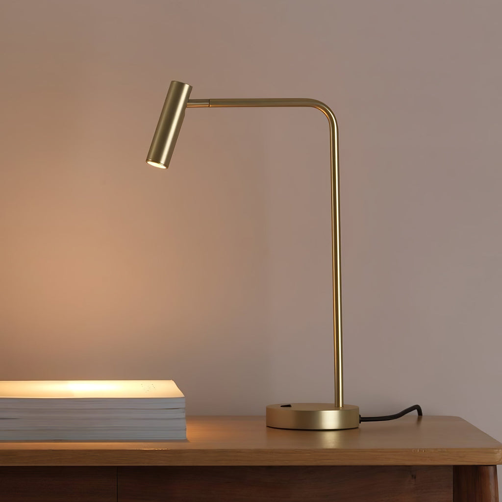 Skinny Table Lamp — 340° Rotating Cylindrical Light Head, Round Base
