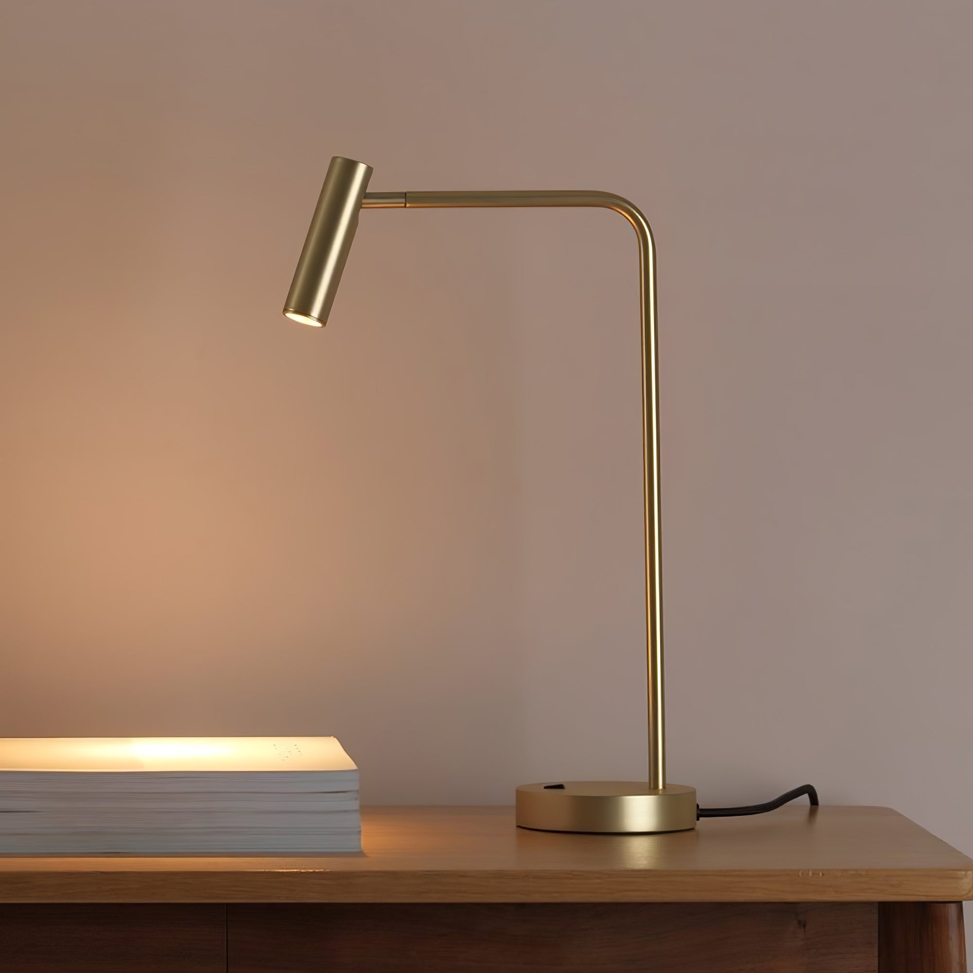 Skinny Table Lamp — 340° Rotating Cylindrical Light Head, Round Base