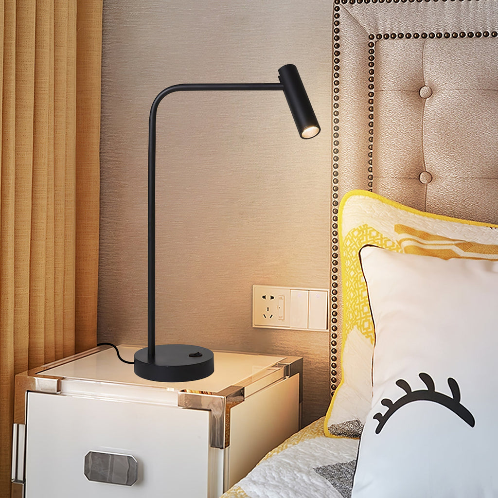 Skinny Table Lamp — 340° Rotating Cylindrical Light Head, Round Base