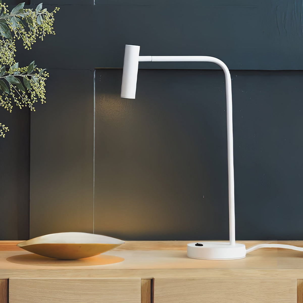 Skinny Table Lamp — 340° Rotating Cylindrical Light Head, Round Base