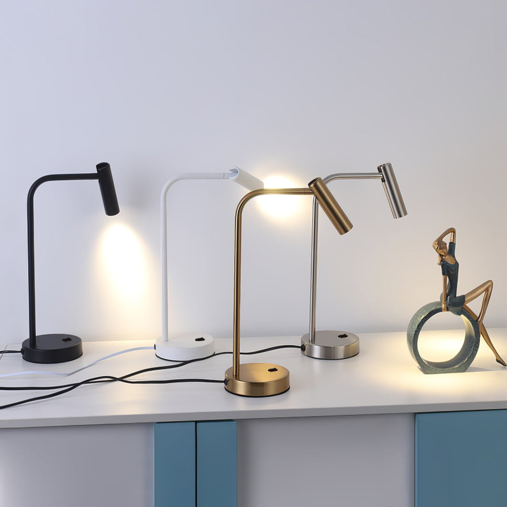 Skinny Table Lamp — 340° Rotating Cylindrical Light Head, Round Base