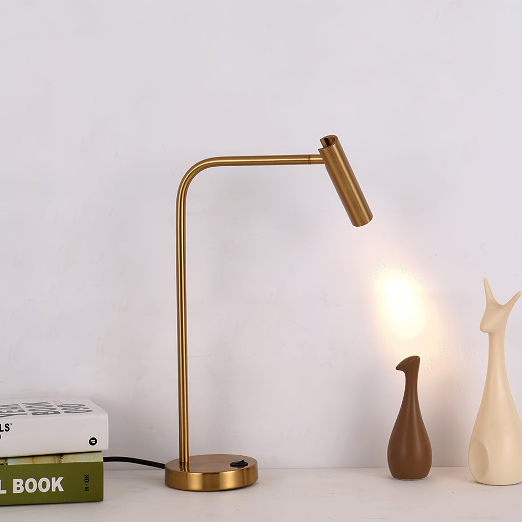 Skinny Table Lamp — 340° Rotating Cylindrical Light Head, Round Base