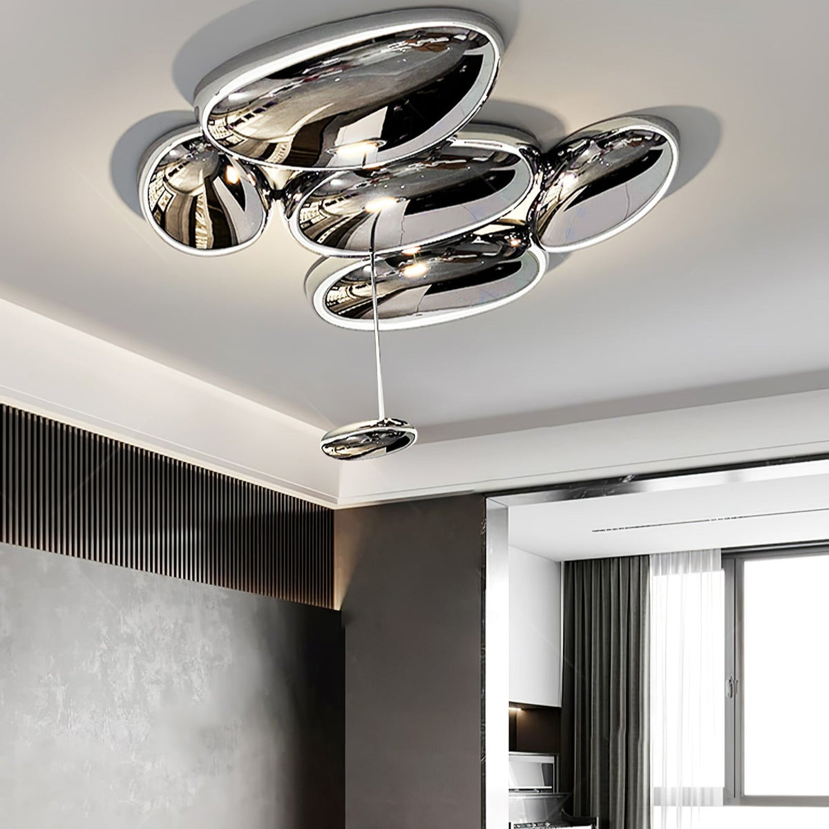 Nowoczesna lampa sufitowa Lava Skydro - organiczny kamienisty design, dymnoszara