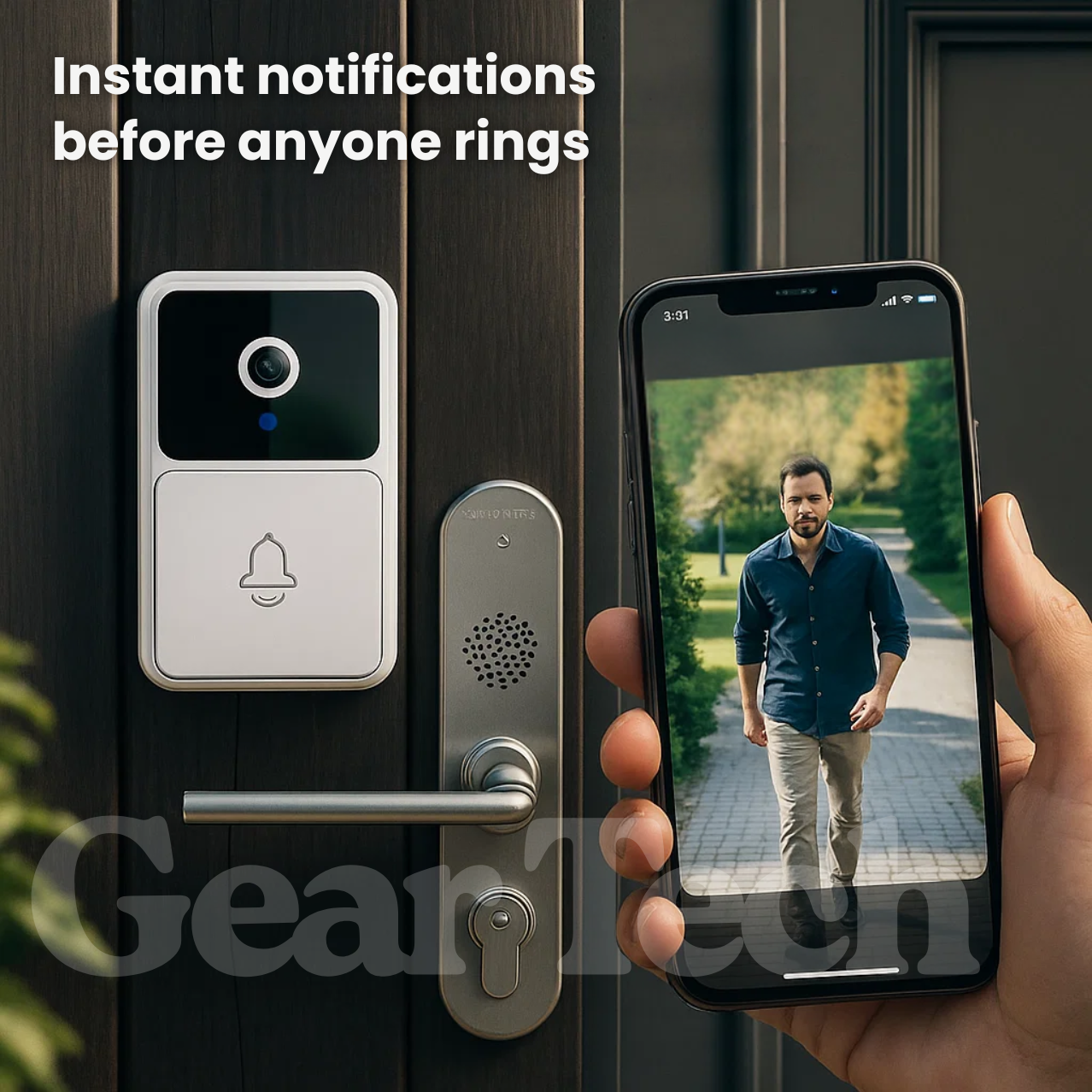 HD Video Doorbell - 1080p - Motion Alerts - Two-Way Audio - Wi-Fi - No Subscription