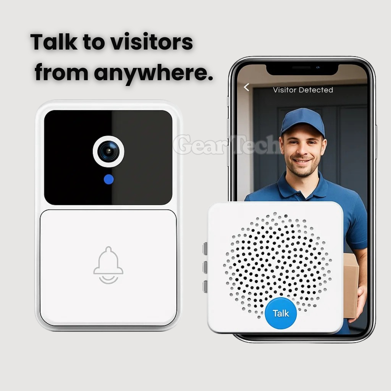 HD Video Doorbell - 1080p - Motion Alerts - Two-Way Audio - Wi-Fi - No Subscription
