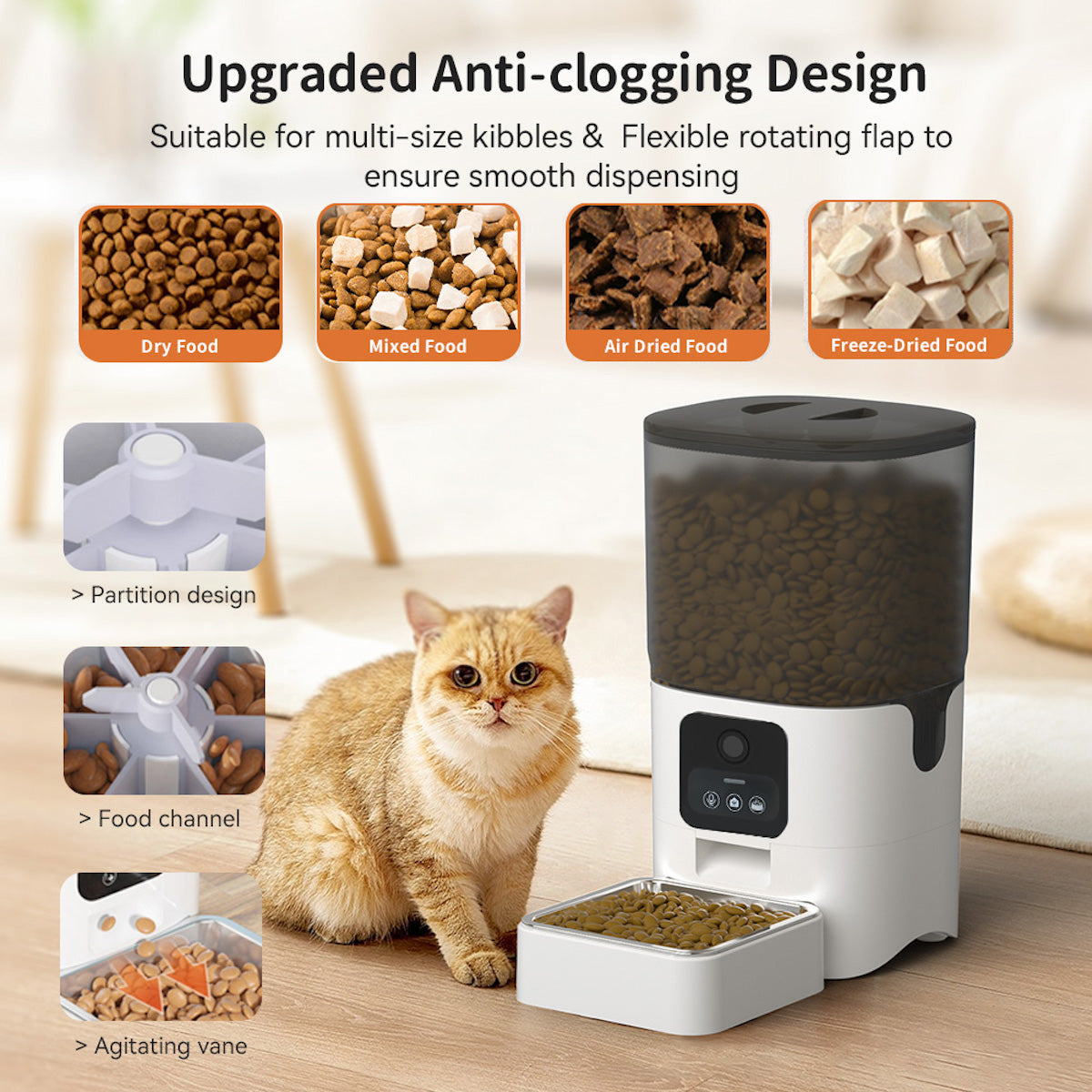 Automatic Pet Feeder - 6L - App Control - Alexa Compatible - Stainless Steel Tray - BPA-Free
