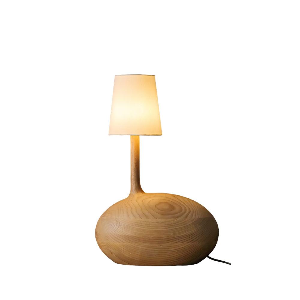 Dřevěná stolní lampa Slow — stmívatelná, ořechové tělo, bílé stínidlo