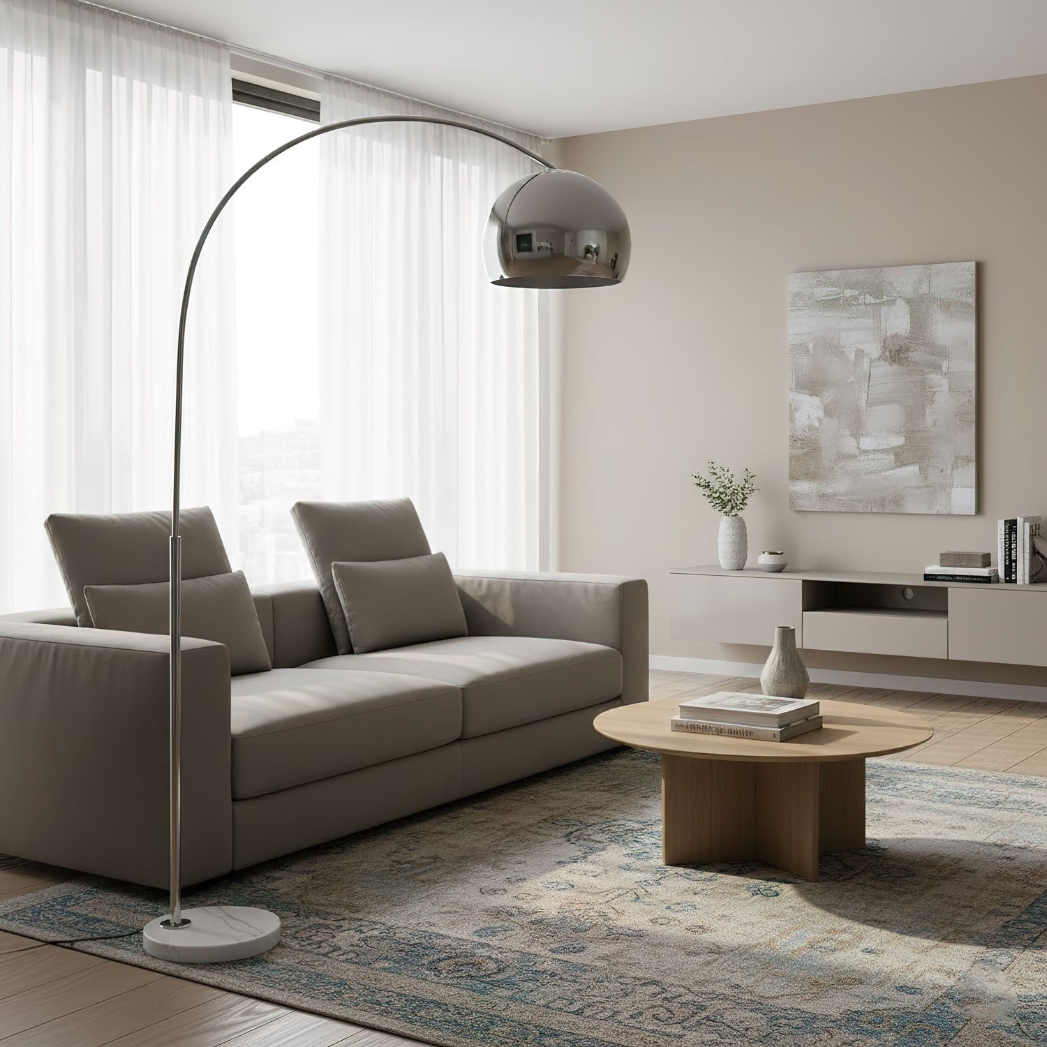 مصباح أرضي مقوّس من Sneedville — حامل بتصميم قوسي
