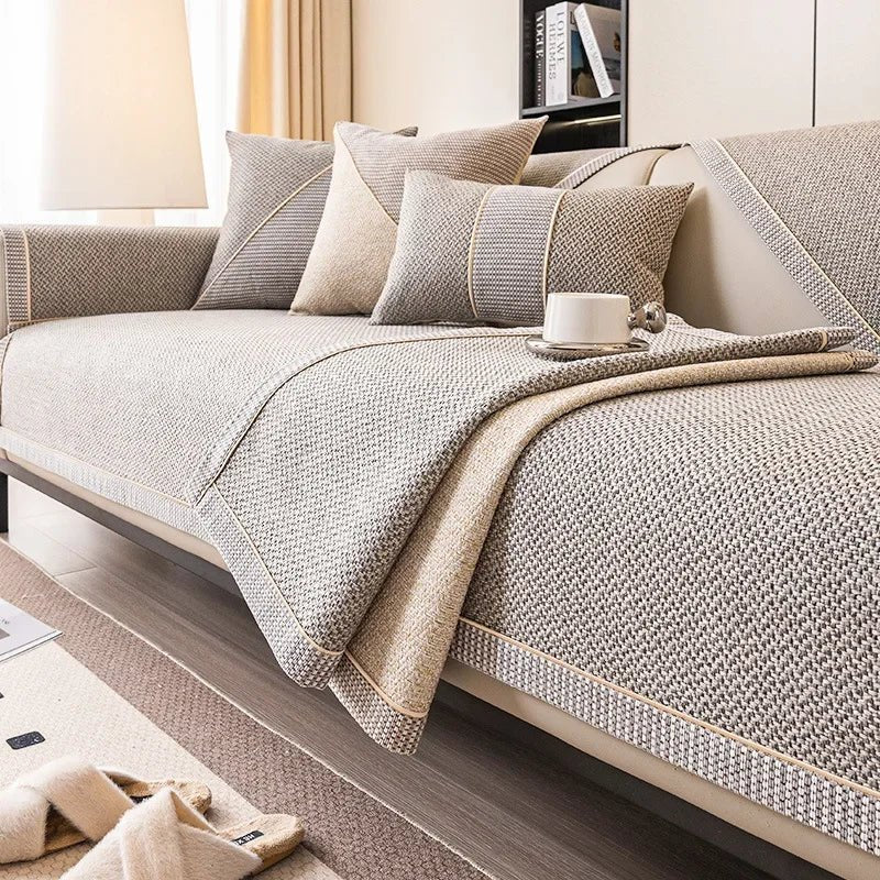 Non-Slip Cotton Linen Sofa Cover for All-Season Comfort