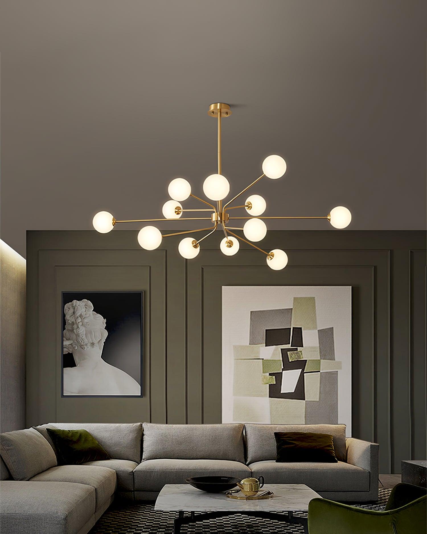 Lampadario a bracci Solaire — design Sputnik, opzioni da 6/9/12 luci
