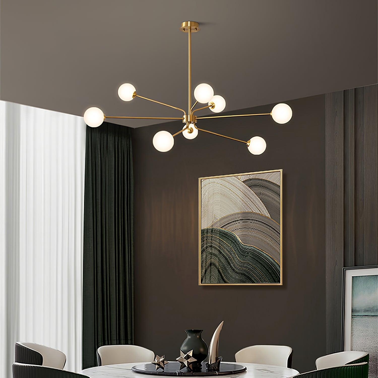 Lampadario a bracci Solaire — design Sputnik, opzioni da 6/9/12 luci