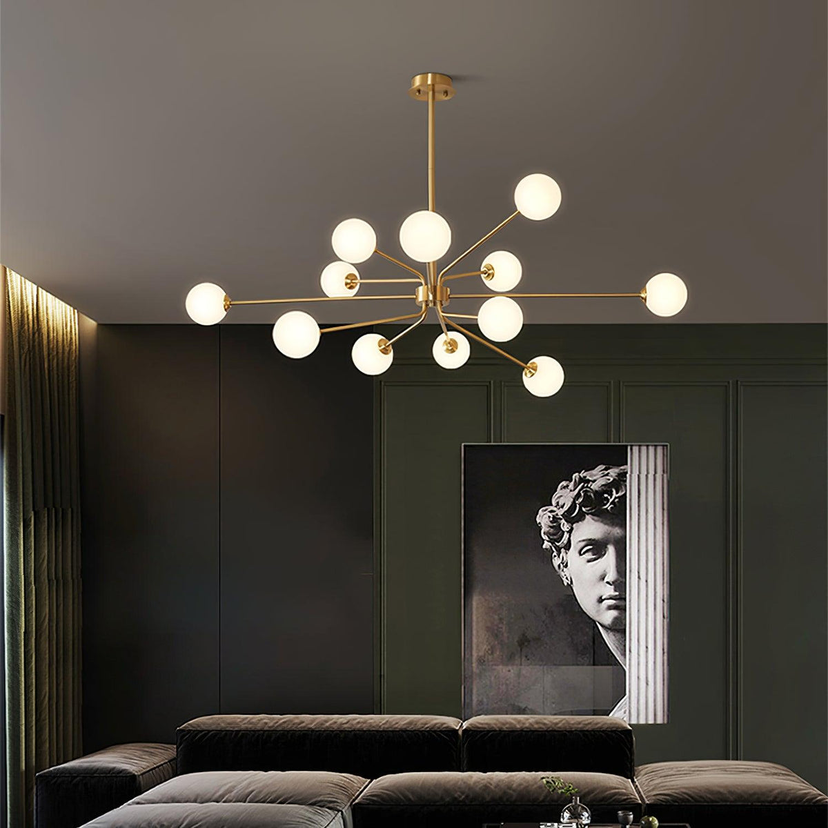 Lampadario a bracci Solaire — design Sputnik, opzioni da 6/9/12 luci